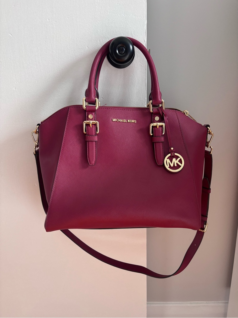 Michael Kors Satchel Bag - Plum with Gold Hardware